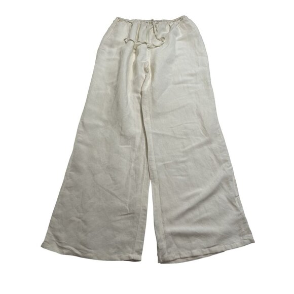 MONDAY Swimwear Belize Wide Leg Linen Blend Pants in White - Picture 1 of 4